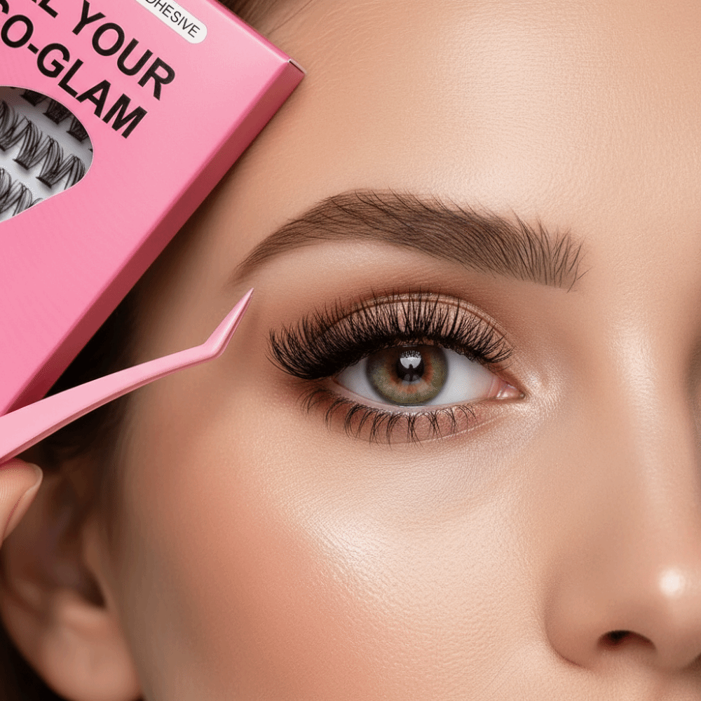 Eyelash Extension With Glue - طقم تمديد الرموش بمظهر طبيعي للتركيب
